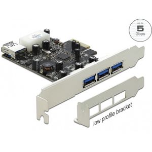 Delock - 89281 - PCI Express Kaart - Zwart - 3x Extern + 1x Intern USB 3.0 Type-A