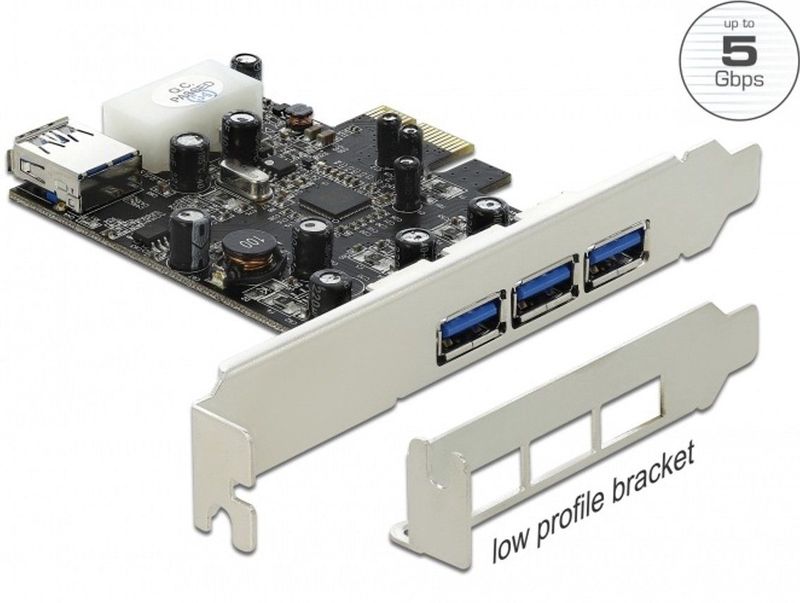 Delock - 89281 - PCI Express Kaart - Zwart - 3x Extern + 1x Intern USB 3.0 Type-A