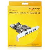 DeLOCK - 89301 - PCI Express Kaart - Zwart - 3x Extern + 1x Intern USB 3.0