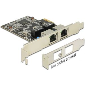 DeLOCK Gigabit LAN PCI-Express kaart met 2 RJ45 poorten (RTL8111)