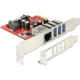 Delock PCI Express Card > 3 x external USB 3.0 + 1 x external Gigabit LAN - Netwerk / USB adapter - PCIe - USB 3.0 x 3 + 1000Base-T
