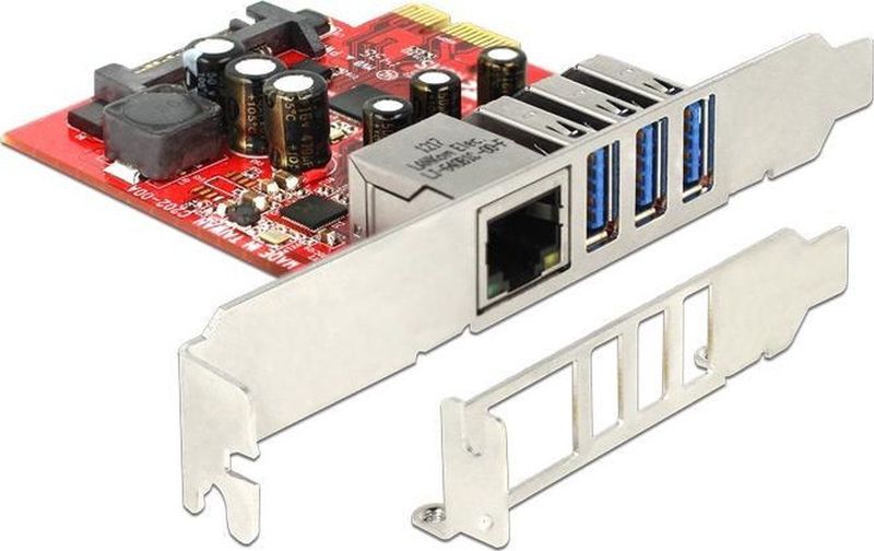 Delock - PCI Express-kaart - Grijs - 3 x USB 5 Gbps + 1 x Gigabit LAN