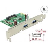 DeLOCK - 89391 - PCI Express Kaart - Zwart - 2 x USB 3.0, PCI Express x1, Chipset: Renesas uPD720202
