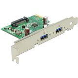DeLOCK - 89391 - PCI Express Kaart - Zwart - 2 x USB 3.0, PCI Express x1, Chipset: Renesas uPD720202