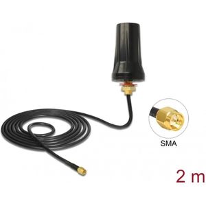 Delock - ISM 433 MHz Antenne - Zwart - SMA-plug - 2 dBi Omnidirectionele Dakbevestiging Outdoor