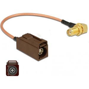 Fakra F (v) - SMA (v) haaks adapter kabel - RG316 - 50 Ohm / transparant - 0,20 meter