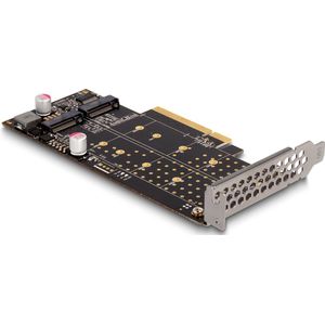 Delock PCI Express x8 kaart naar 2 x interne NVMe M.2 Key M, Storage controller