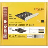 Delock - Opslagcontroller - PCI Express-kaart - Ondersteunt RAID 0, 1, 10 - 4 x M.2-slots
