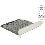 Delock - Opslagcontroller - PCI Express-kaart - Ondersteunt RAID 0, 1, 10 - 4 x M.2-slots