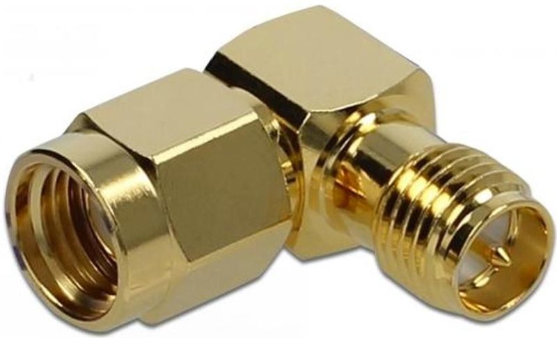 RP-SMA (m) - RP-SMA (v) haakse adapter - 50 Ohm / 10 GHz