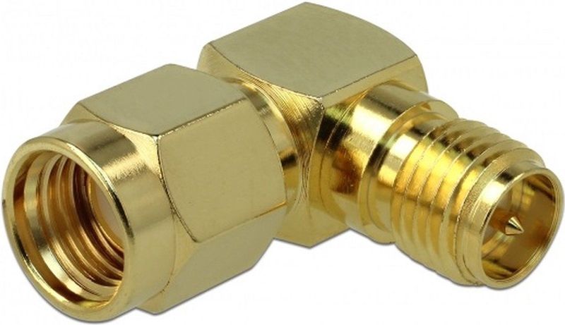 RP-SMA - Haakse Adapter - 50 Ohm - Verguld - Frequentiebereik 3 GHz