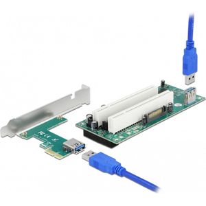 Delock - Riser Kaart - PCI Express x1 naar 2 x PCI 32 bit Slot - 60 cm Kabel - Accessoires voor Moederborden