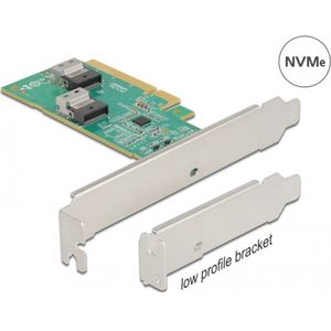 Delock PCI Express 4.0 x8 kaart naar 2 x interne SFF-8654 4i NVMe, Storage controller