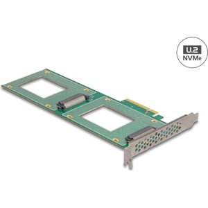 Delock PCI Express 4.0 x8 kaart naar 2 x interne U.2 NVMe SFF-8639 - Bifurcatie (LxB: 236 x 87 mm), Storage controller