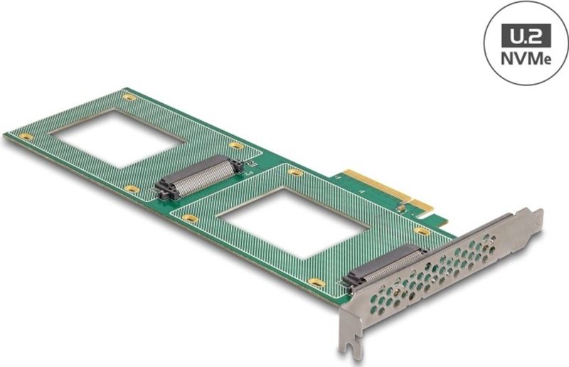 DeLOCK PCI Express 4.0 x8 Card to 2 x internal U.2 NVMe SFF-8639 - Bifurcation (LxW: 236 x 87 mm)