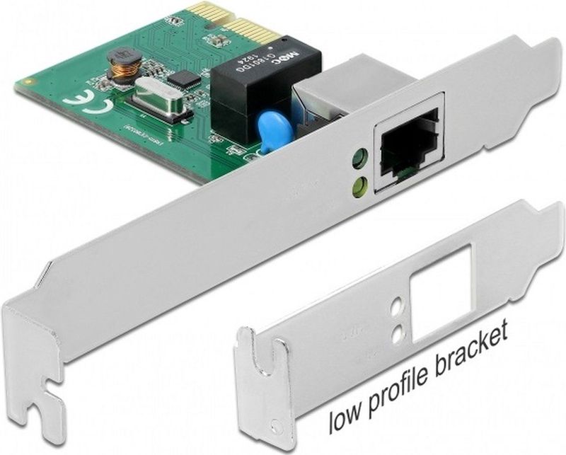 DeLOCK - RTL8111 - Gigabit LAN PCI-Express Kaart - Geen - 1x RJ45, CAT6, Low Profile Bracket