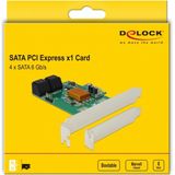 Delock - 90382 - PCI Express Kaart - Zwart - 4 x SATA 6 Gb/s, Ondersteunt NCQ, SMART, TRIM, Hot-swap