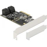 Delock - 5-poorts SATA PCI Express x4-kaart - Intern - Laagprofiel - 5x SATA 6 Gb/s