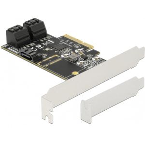 Delock - 5-poorts SATA PCI Express x4-kaart - Intern - Laagprofiel - 5x SATA 6 Gb/s