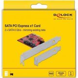 Delock - PCI Express Kaart - 2 x SATA 6 Gb/s - Ondersteunt RAID 1