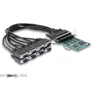 DeLOCK - Seriële Adapter - Insteekkaart - Zwart, Groen - PCI Express 1.1 x1, RS-232 x 8, 115,2 Kbps