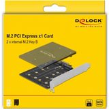Delock - PCI Express x1 Kaart - 2 x interne M.2 Key B - Uitbreiding voor PC
