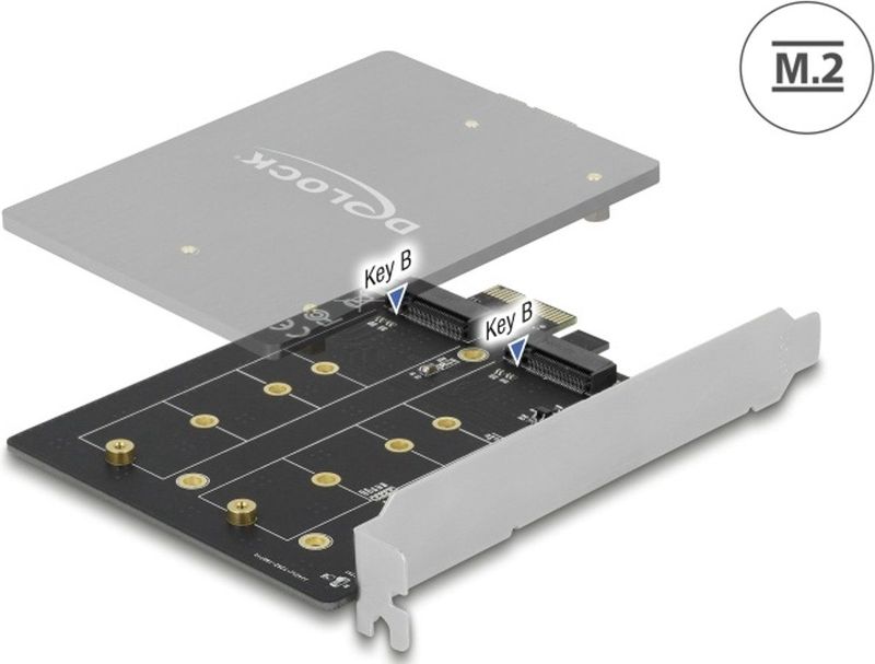 Delock - PCI Express x1 Kaart - 2 x interne M.2 Key B - Uitbreiding voor PC