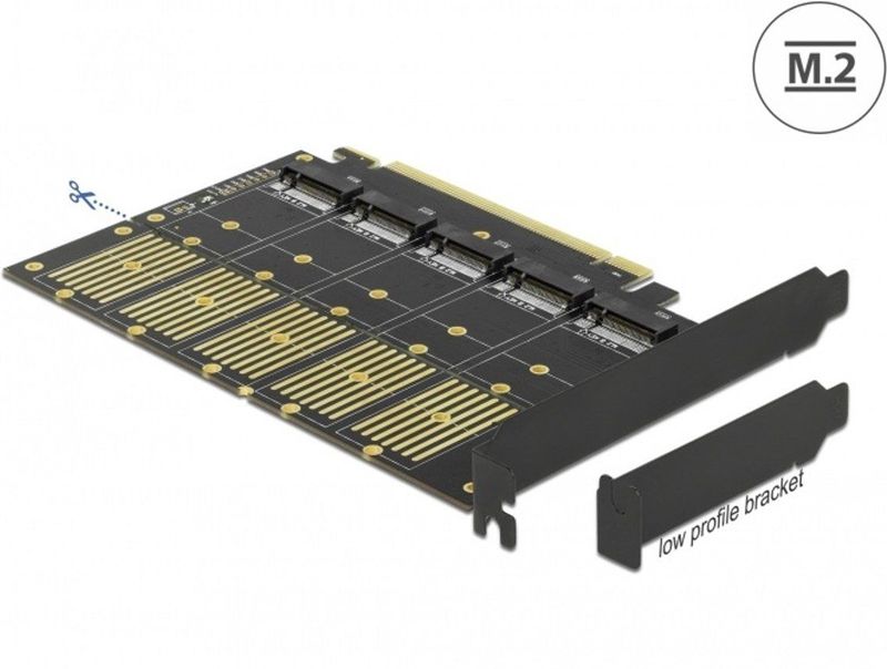 Delock - PCI-Express Kaart - 5 x M.2-SATA Slots - Low-Profile