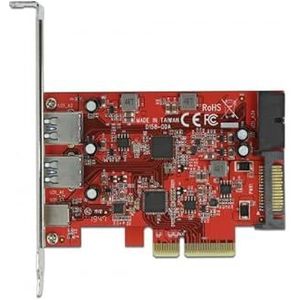 Delock - PCI Express X4-kaart - 1 x USB Type-C - 2 x USB Type-A - 10 Gbps - 5 Gbps