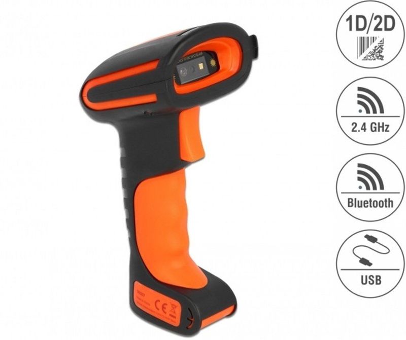 Delock - 90507 - Barcodescanner - Zwart - Draadloos via Bluetooth, USB of 2,4 GHz