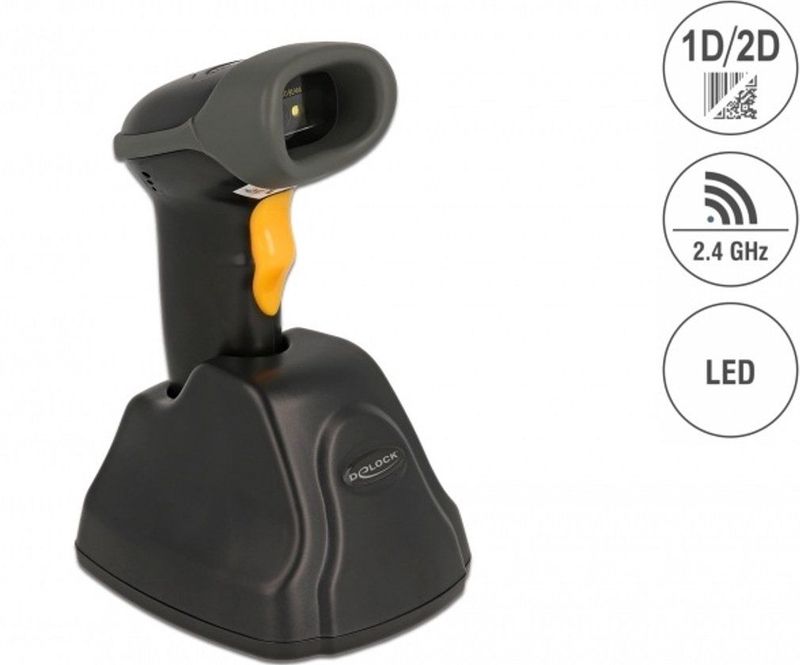 Delock - 2.4 GHz Barcode Scanner - Draadloos - Met Oplaadstation - Multilingual
