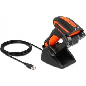 Delock - Barcode Scanner - Oranje - Zwart - 1D en 2D - Draadloos met Inductief Laadstation