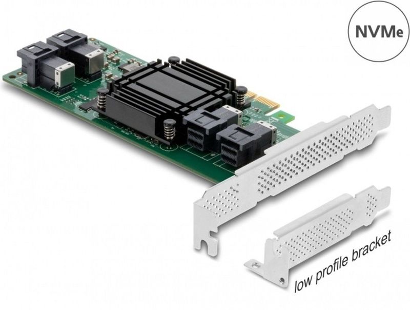 Delock - PCI Express Kaart - 4x SFF-8643 - Broadcom PLX8725 - Tot 32 Gbps