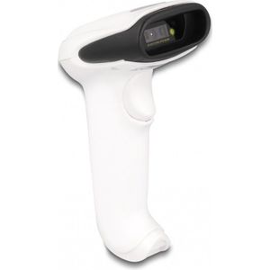 Delock Barcodescanner 1D en 2D voor 2.4 GHz, Bluetooth of USB (1D streepjescodes, 2D-streepjescodes, QR-code), Barcode scanner, Wit