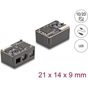 Delock Barcode scanner module 1D en 2D (1D streepjescodes, 2D-streepjescodes), Barcode scanner, Zwart