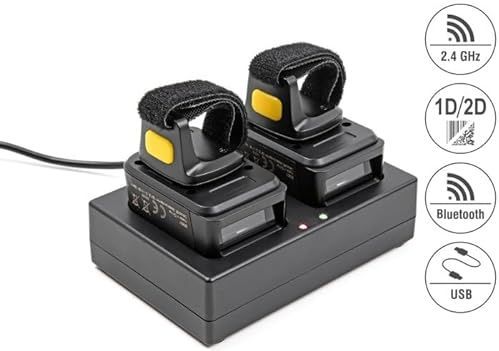 Delock - Ring Barcode Scanner - 1D en 2D - Met 2.4 GHz of Bluetooth - Inclusief Oplaadstation
