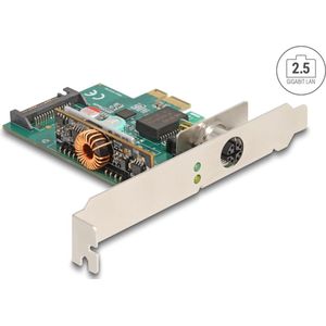 Delock - PCI Express x1 - Netwerkkaart - Groen - 2,5 Gigabit LAN, M12 Connector, PoE-ondersteuning