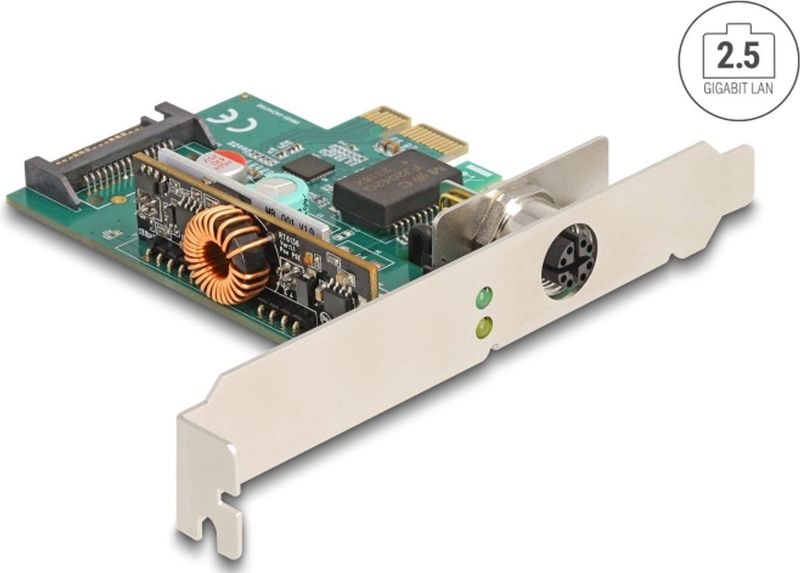Delock - PCI Express x1 - Netwerkkaart - Groen - 2,5 Gigabit LAN, M12 Connector, PoE-ondersteuning