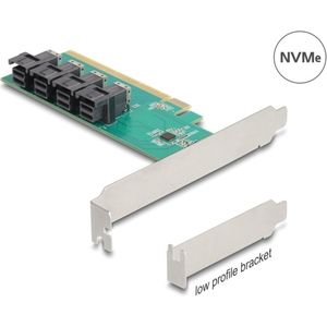 Delock 90777 - PCI Express x16 kaart naar 4 x intern SFF-8643 NVMe - Bifurcatie - Laag Pro, Storage controller