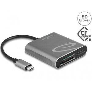 Delock USB Type-C Kaartlezer - Grijs - Voor SD Express en CFexpress