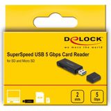 Delock - Superspeed USB 5 Gbps - Kaartlezer - Zwart - 2 Geheugenkaartsleuven