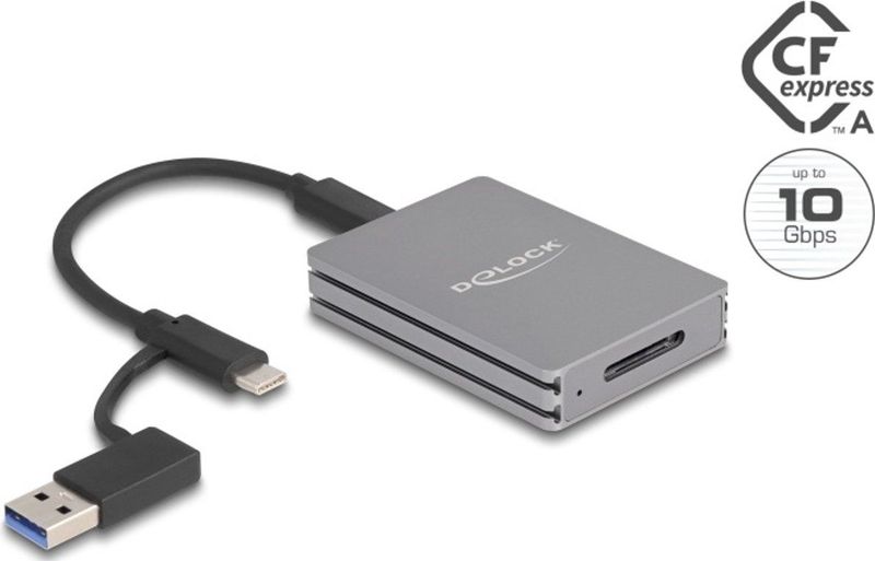 Delock - USB Type-C - Geheugenkaartlezer - Grijs - Voor CFexpress Type A-geheugenkaarten