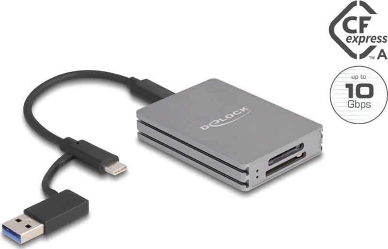 Delock - USB Type-C - Kaartlezer - Grijs - USB 3.2 Gen 2, Geschikt voor SD- en CFexpress-geheugenkaarten