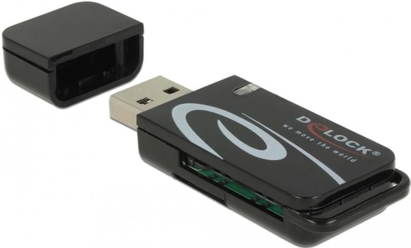 Delock - 91602 - Mini USB 2.0-kaartlezer - Zwart - Ondersteunt SD en Micro SD