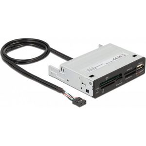 Delock - 91708 - Kaartlezer - Zwart - 5 Sleuven, USB 2.0, Metalen Behuizing, Hot-swap