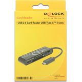 DeLOCK USB Cardreader All-in-One - USB-C - 5 Kaartsleuven - USB2.0