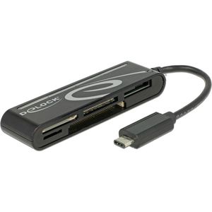 DeLOCK USB Cardreader all-in-one met USB-C connector en 5 kaartsleuven (o.a. SD 3.0/UHS-I) - USB2.0
