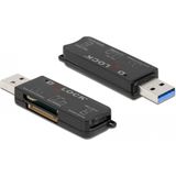 Delock - Kaartlezer - USB Type-A - 3 Geheugenkaartsleuven - Zwart