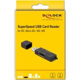 Delock - Kaartlezer - USB Type-A - 3 Geheugenkaartsleuven - Zwart