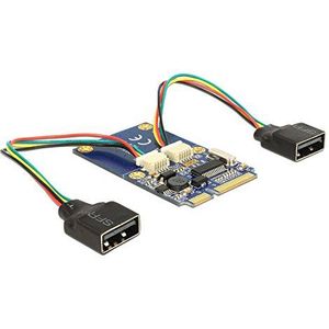Mini PCIe I/O - USB 2.0 Type-A - 2x Aansluitingen - Inclusief Aansluitkabels